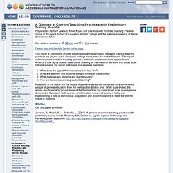 A Glimpse at Current Teaching Practices with Preliminary Survey Results