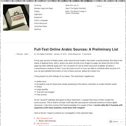 Full-Text Online Arabic Sources: A Preliminary List