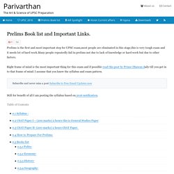 Prelims Book list and Important Links. Parivarthan