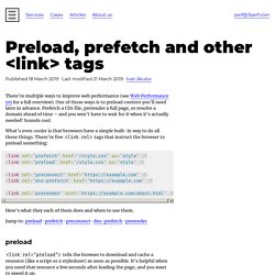 Preload, prefetch and other <link> tags: what they do and when to use them · PerfPerfPerf
