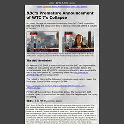 the hidden story of Building 7: BBC's Premature Announcement of WTC 7's Collapse