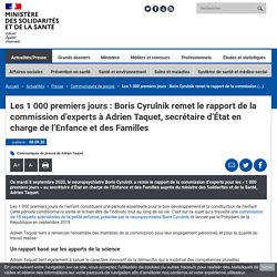 Les 1 000 premiers jours : Boris Cyrulnik remet le rapport de la commission d’experts à Adrien Taquet, secrétaire d’État en charge de l’Enfance et des Familles