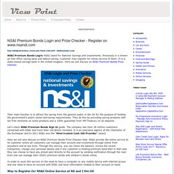 NS&I Premium Bonds Login and Prize Checker - Register on www.nsandi.com