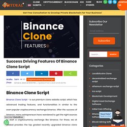 Premium Features Of Binance Clone Script