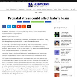 Prenatal stress could affect baby's brain