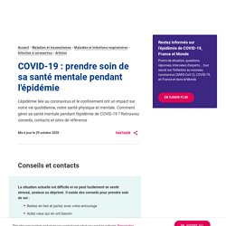 COVID-19 : prendre soin de sa santé mentale pendant l'épidémie