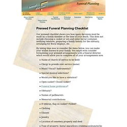 Preneed Funeral Planning Checklist