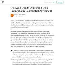 Do’s And Don’ts Of Signing Up a Prenuptial & Postnuptial Agreement