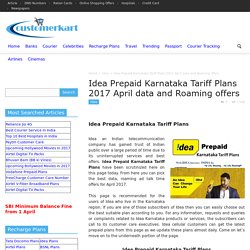 Idea Prepaid Karnataka Tariff Plans