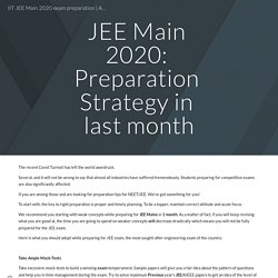 IIT JEE Main 2020 exam preparation