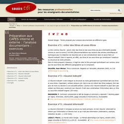 Exercices prépa CAPES - l'analyse documentaire