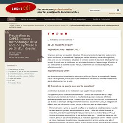 Savoirs CDI: Préparation au CAPES interne : méthodologie de la note de synthèse à partir d'un dossier