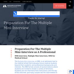 Preparation For The Multiple Mini-Interview as A Professional
