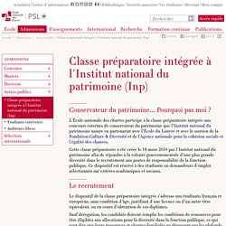 Classe préparatoire intégrée à l'Institut national du patrimoine (Inp)