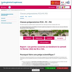 Classes préparatoires prépa scientifiques PCSI-PC-PSI - Lycée Général Lapérouse JPO le 30/01 de 9h à 12h