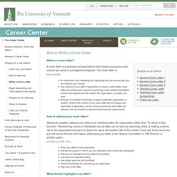 Write a Cover Letter : Prepare for a Job Search : Career Services