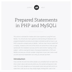 Prepared Statements in PHP and MySQLi : Matt Bango's Journal