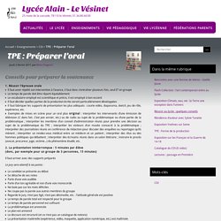 TPE : Préparer l'oral - Lycée Alain - Le Vésinet