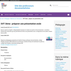 SVT 3ème : préparer une présentation orale