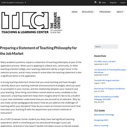 Preparing a Statement of Teaching Philosophy for the Job Market – The Teaching and Learning Center
