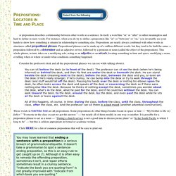 Prepositions: Locators in Time and Place