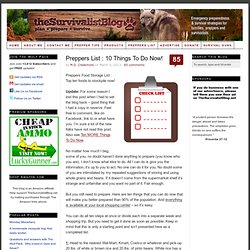 Prepper List : 10 Things To Do Now!