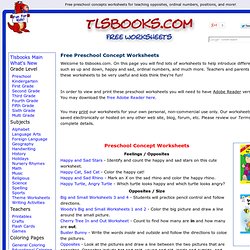 Free Preschool Concept Worksheets.