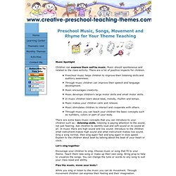 Preschool Music, Songs, Movement and Rhyme for Your Theme Teaching