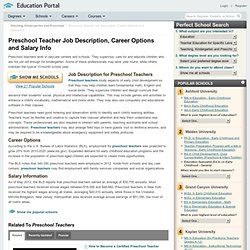 Preschool Teacher Job Description, Career Options and Salary Info