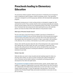 Preschools leading to Elementary Education