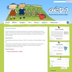Revue Préscolaire « Association d’éducation préscolaire du Québec