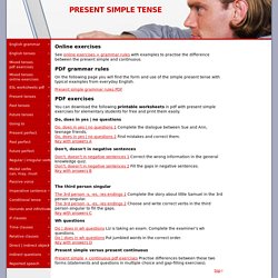 Present simple tense exercises, printable worksheets pdf