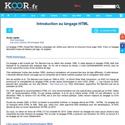 - Une présentation du langage HTML agrémentée de nombreux exemples