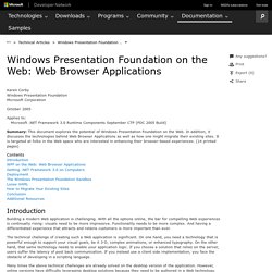 Windows Presentation Foundation on the Web: Web Browser Applications