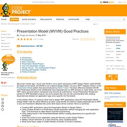Presentation Model (MVVM) Good Practices