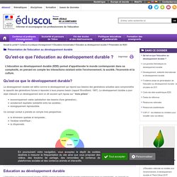 Présentation de l'EDD - Qu'est-ce que l'éducation au développement durable ?