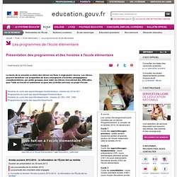 Présentation des programmes à l'école élémentaire