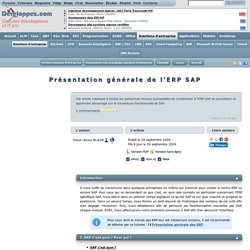Présentation générale de l'ERP SAP