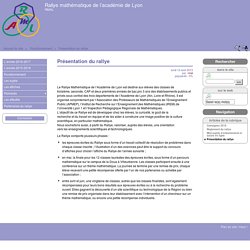 Rallye mathématique de l'académie de Lyon (troisième, seconde, CAP et deux premières années de bac pro 3 ans)