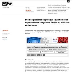 Droit de présentation publique : question de la députée Mme Carrey-Conte Fanélie au Ministère de la Culture