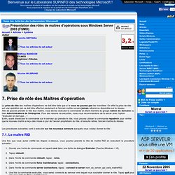 Présentation des rôles de maîtres d'opérations sous Windows Server 2003 (FSMO)