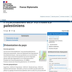 Présentation des Territoires palestiniens - Ministère de l’Europe et des Affaires étrangères