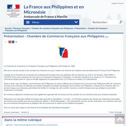 Présentation - Chambre de Commerce Française aux Philippines - La France aux Philippines et en Micronésie
