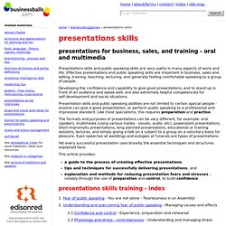 presentation skills training - free tips, techniques, processes, methods and ideas for creating and giving great presentations