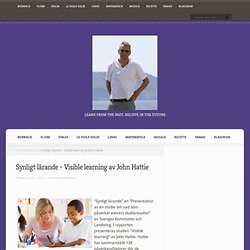 "Synligt lärande - Presentation av en studie om vad som påverkar elevers studieresultat"