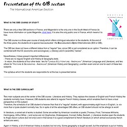 Presentation of the OIB section