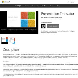 Garage: Presentation Translator - an Office add-in for PowerPoint 