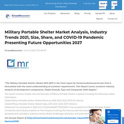 Military Portable Shelter Market Analysis, Industry Trends 2021, Size, Share, and COVID-19 Pandemic Presenting Future Opportunities 2027