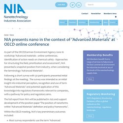 NIA presents nano in the context of 'Advanced Materials' at OECD online conference