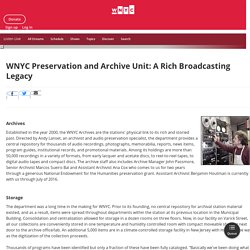 WNYC Preservation and Archive Unit: A Rich Broadcasting Legacy